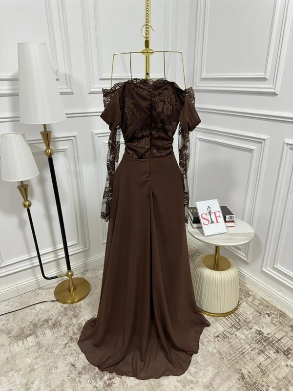 شيفون جورجيت مبطن دانتيل